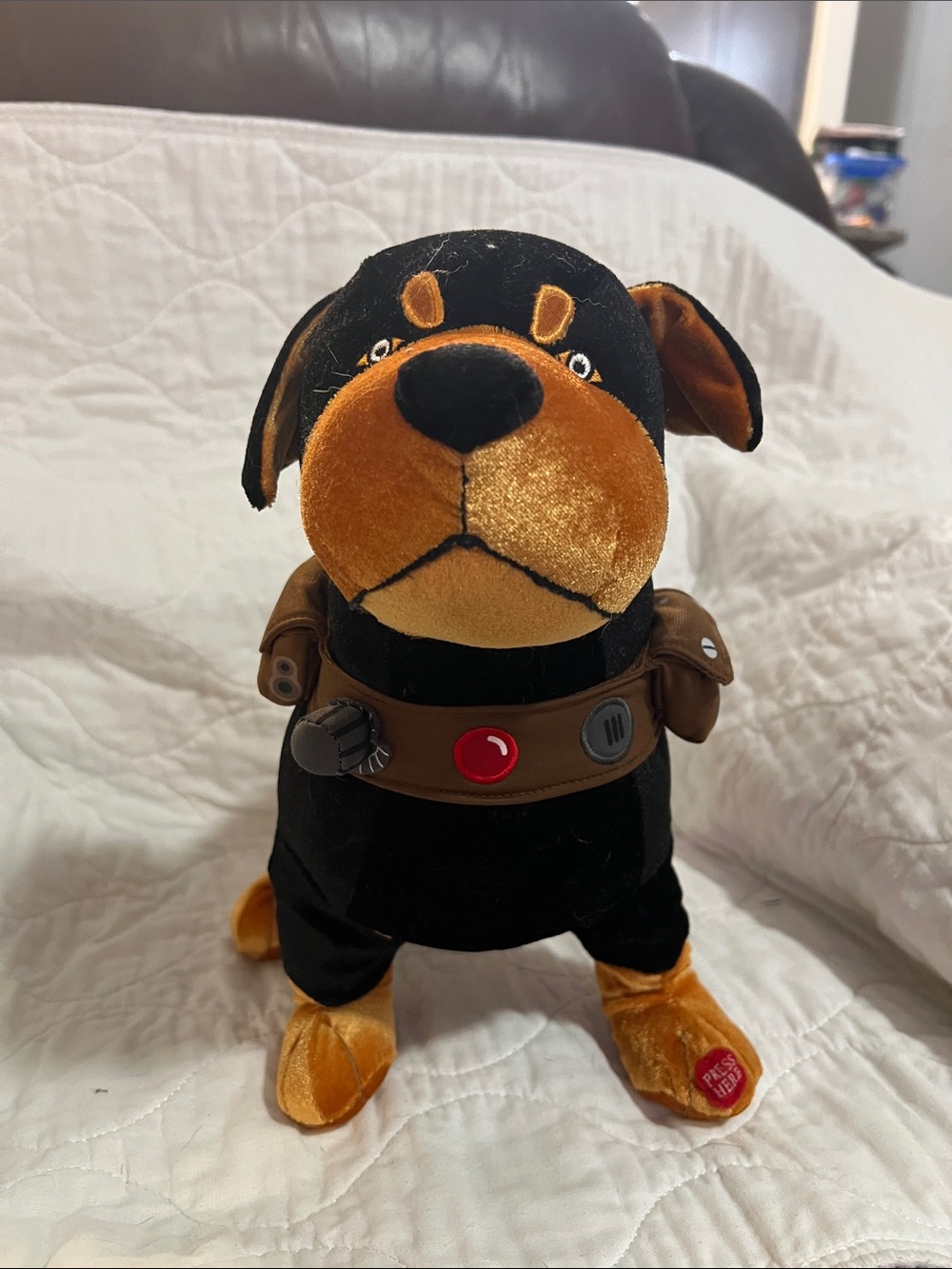 Disney Beta Rottweiler Toy - Black and Brown Soft Stuffed